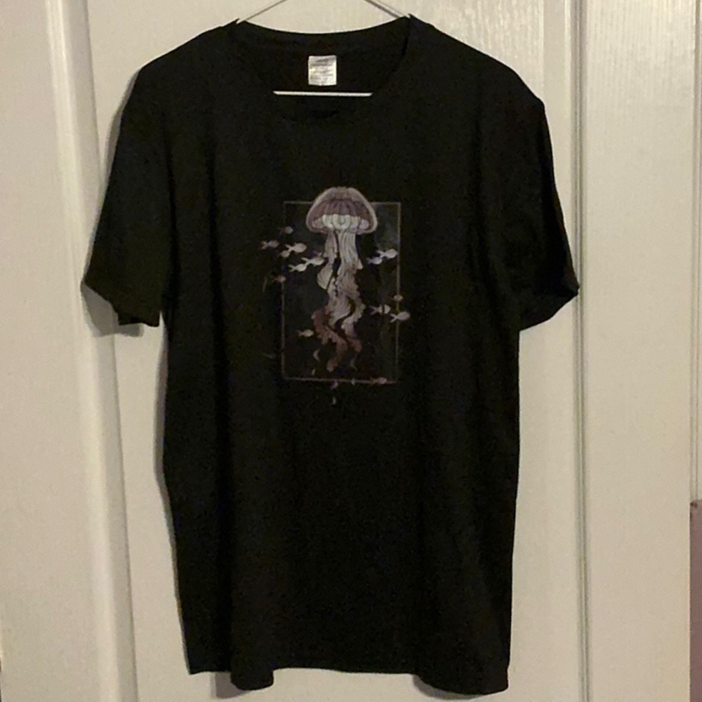 Black Graphic Jelly Fish T-Shirt